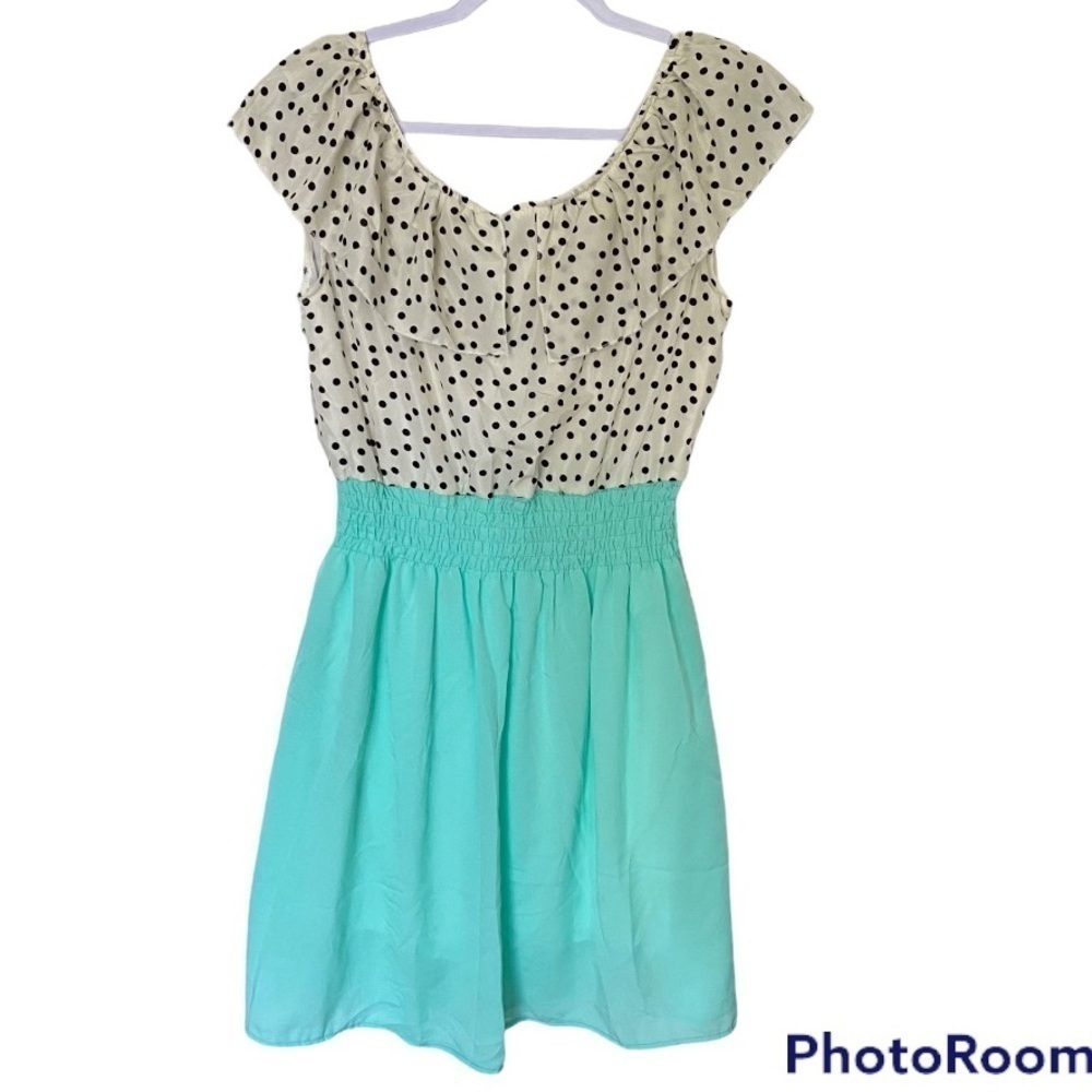 zeagoo Cream Polka Dot Top with Mint Green Skirt Dress